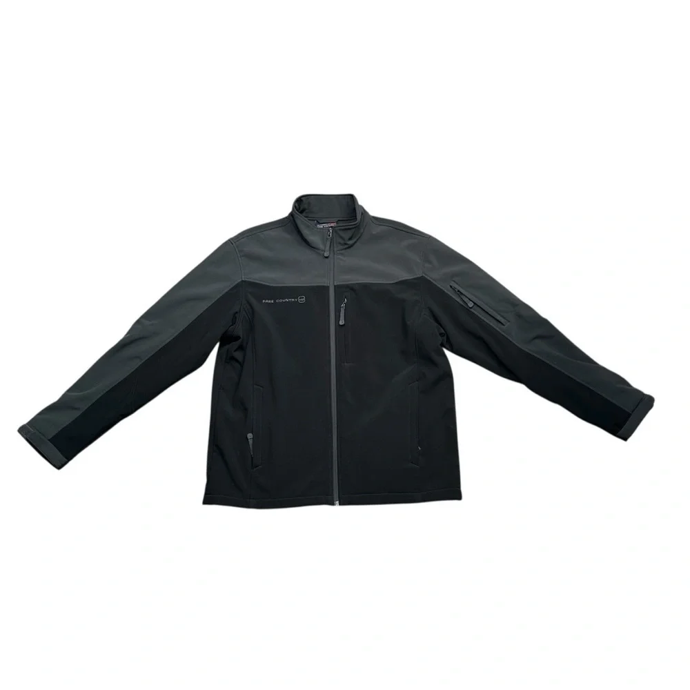 Free Country Men’s L Black & Gray Soft Shell Full Zip Jacket